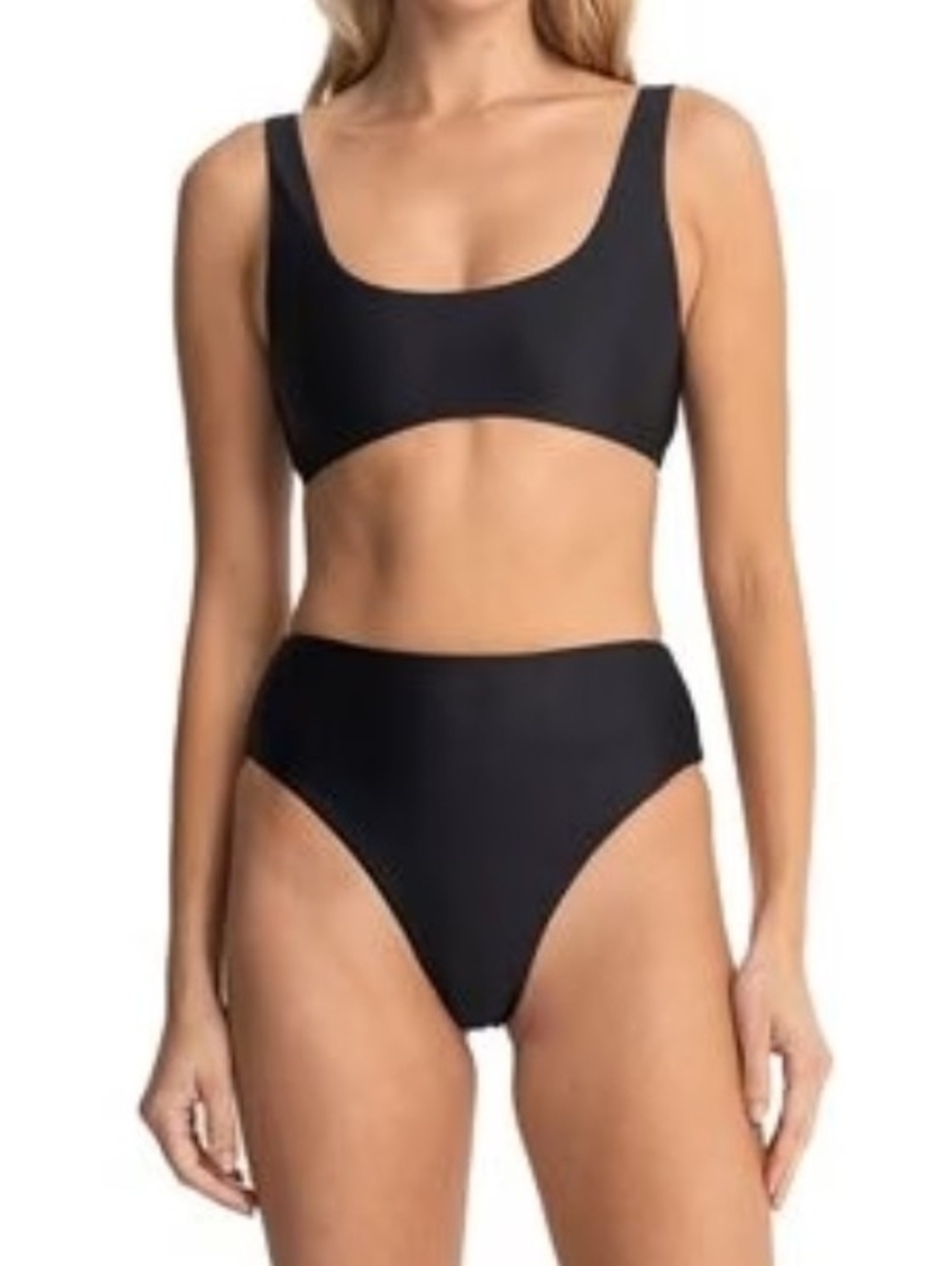 Rhythm. Black Classic High Waist Sporty Top Bikini Set Size M
